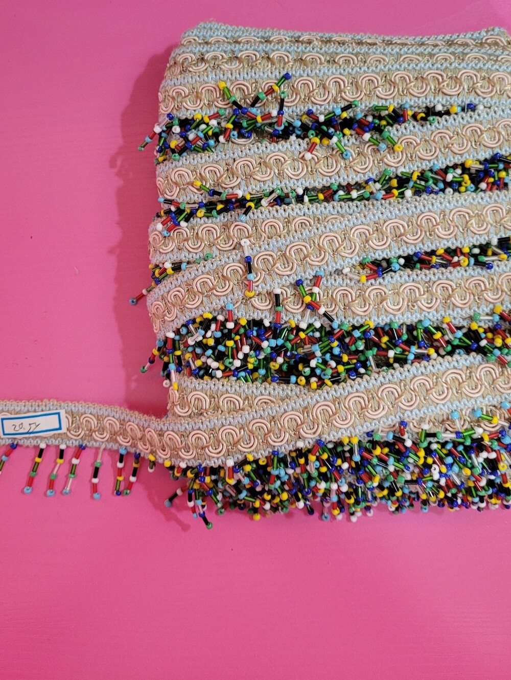 Beaded Fringe Trim with Multicolor Beads New See Description (1673)